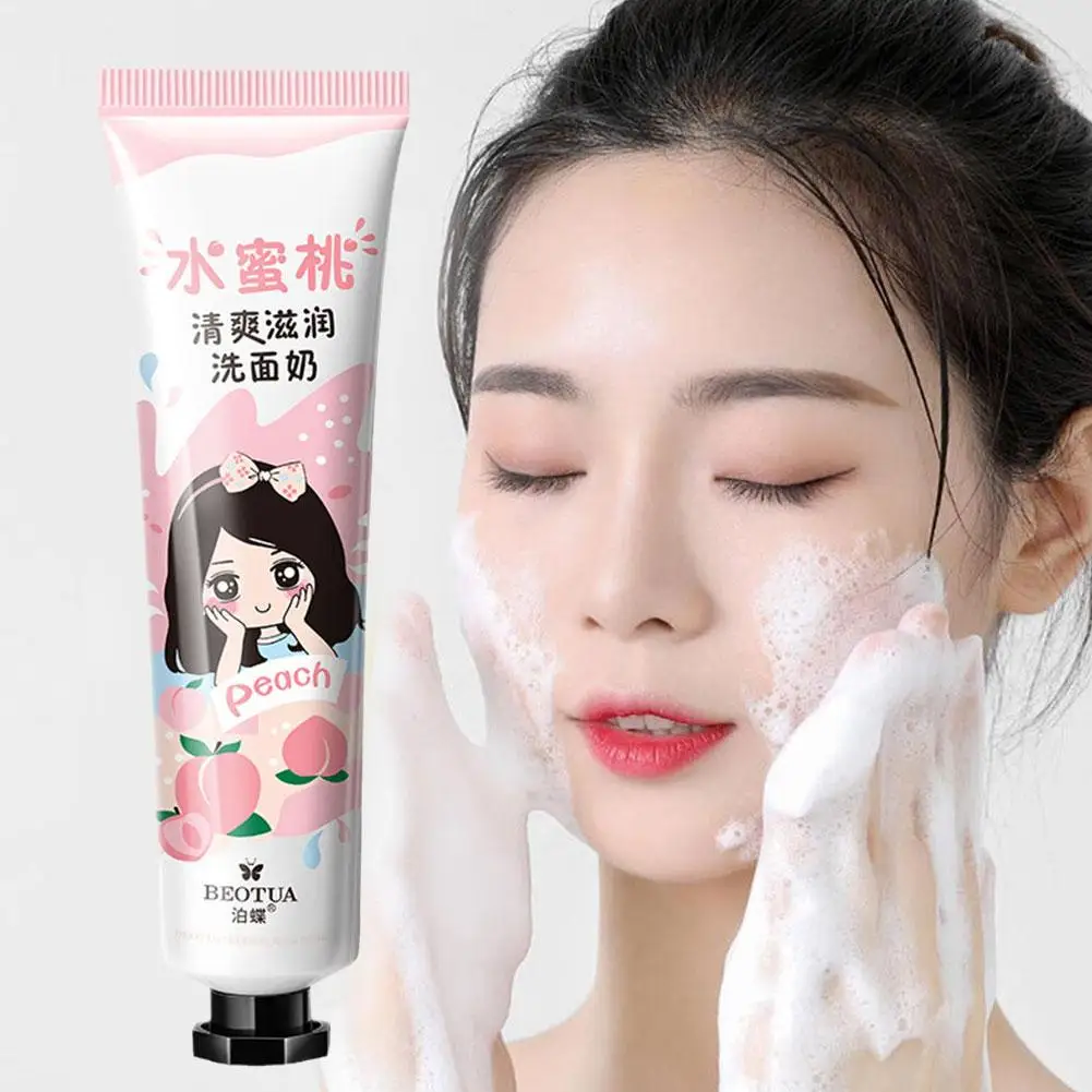 honey peach Facial Cleanser Foam Face Wash Collagen Control Moisturizing Pores Oil Care 30g Cleansing Shrink Skin U0Q3