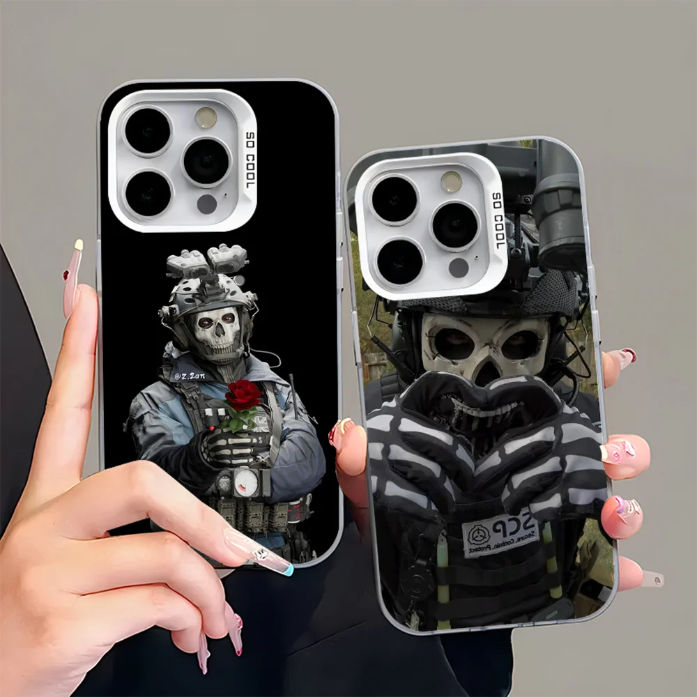 

C-Call of D-Duty Ghosts Phone Case For iPhone 16,15,14,13,12,11,Pro,Max,Plus,Mini,XS,SE Anti Fall Gray Silver Matte Hard Bumper