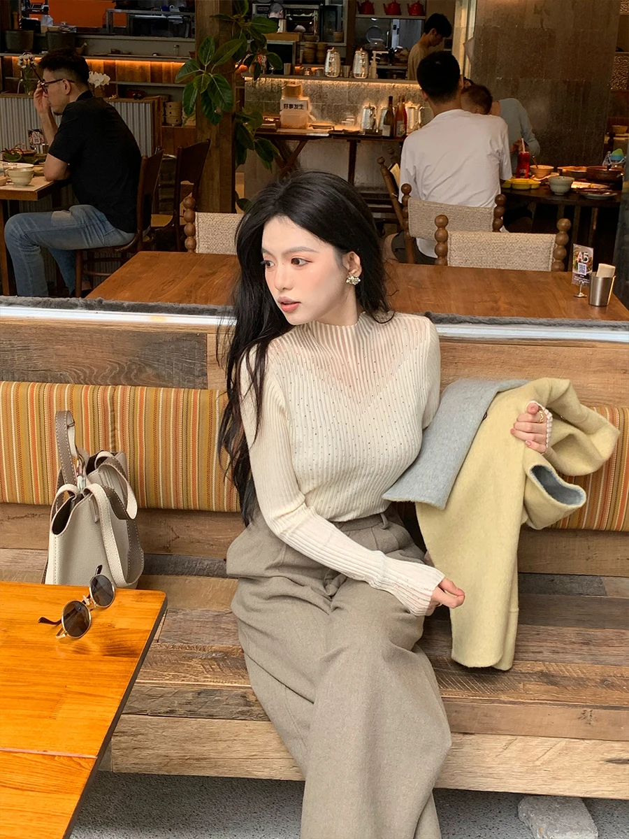 

Вязаный свитер Lunee Magazine Main Character для женщин, приталенный, из шерстяной ткани, базовый слой, модная верхняя одежда