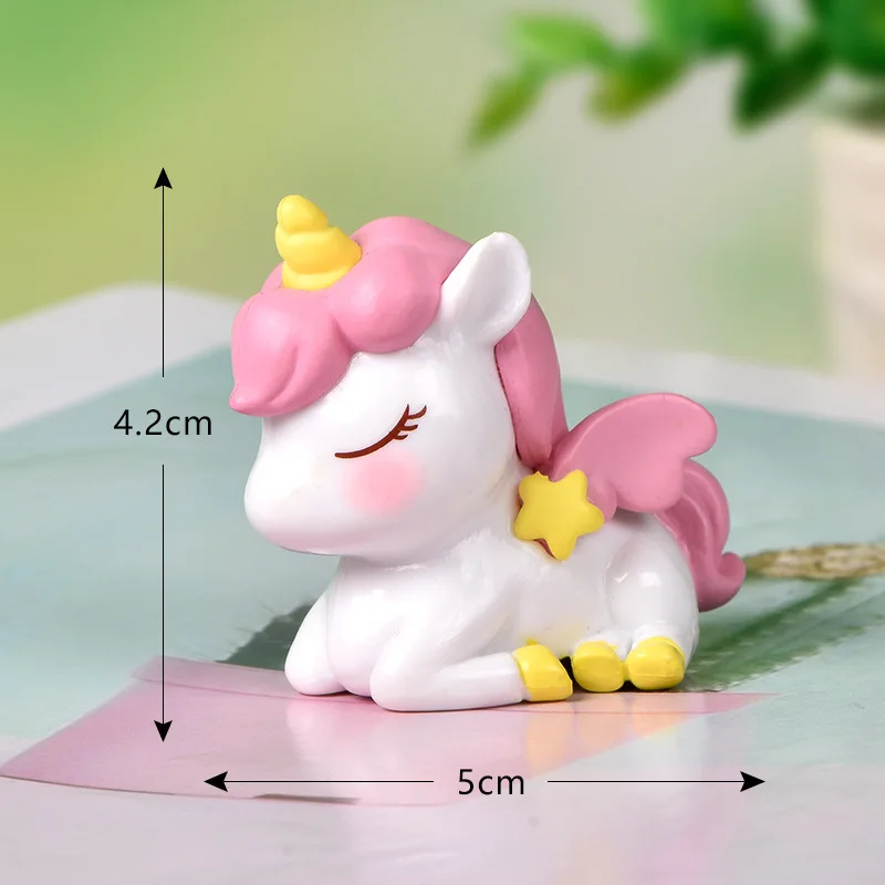 NEW Unicorn Cake Baking Decoration Birthday Cartoon Decor Micro Landscape Rainbow Horse Kitten Alpaca Flamingo Animal Crafts