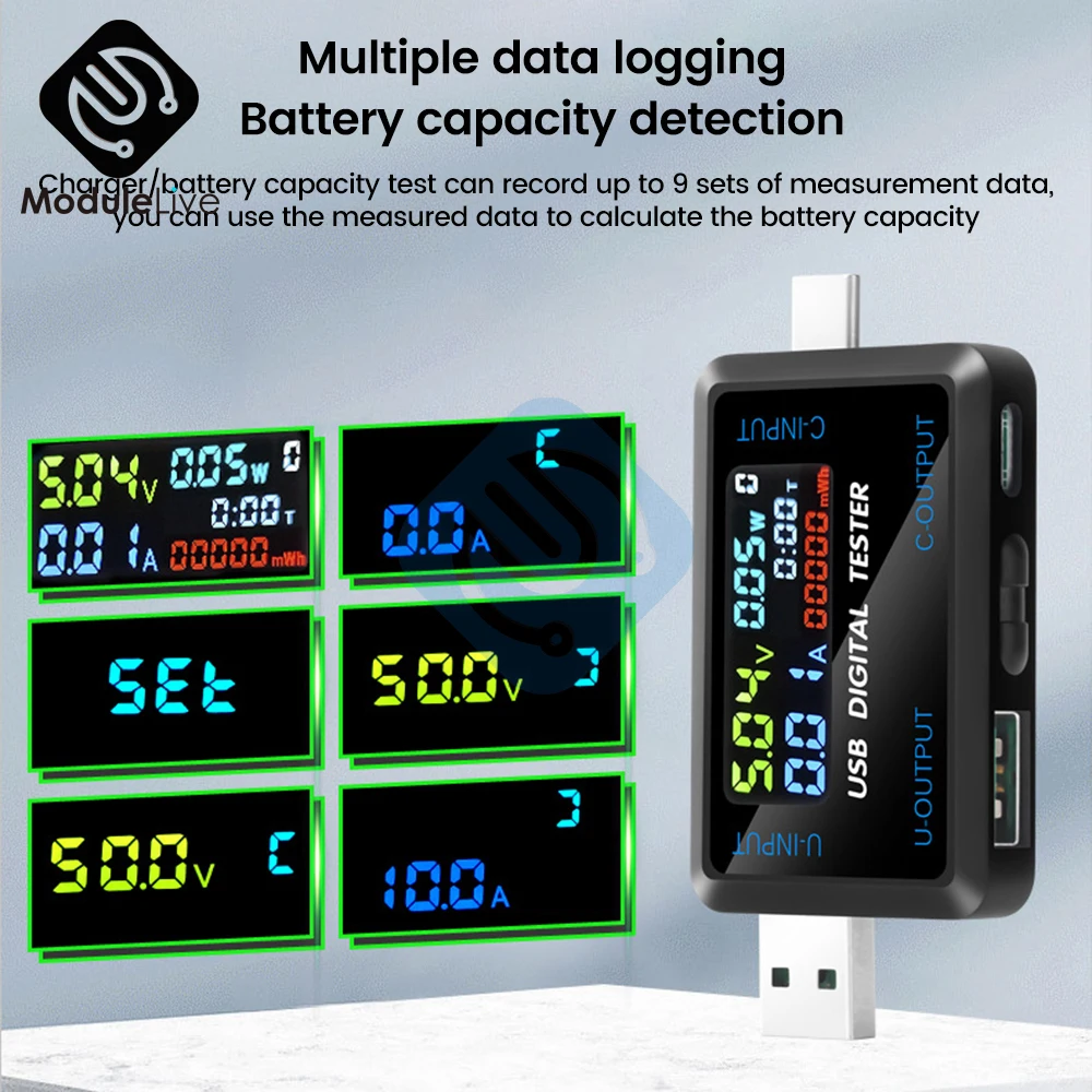 Imagem -05 - Digital Voltagem Atual Capacidade Tester Usb Voltímetro Amperímetro Detector Power Meter Monitor Carregador Indicador dc 4.536v
