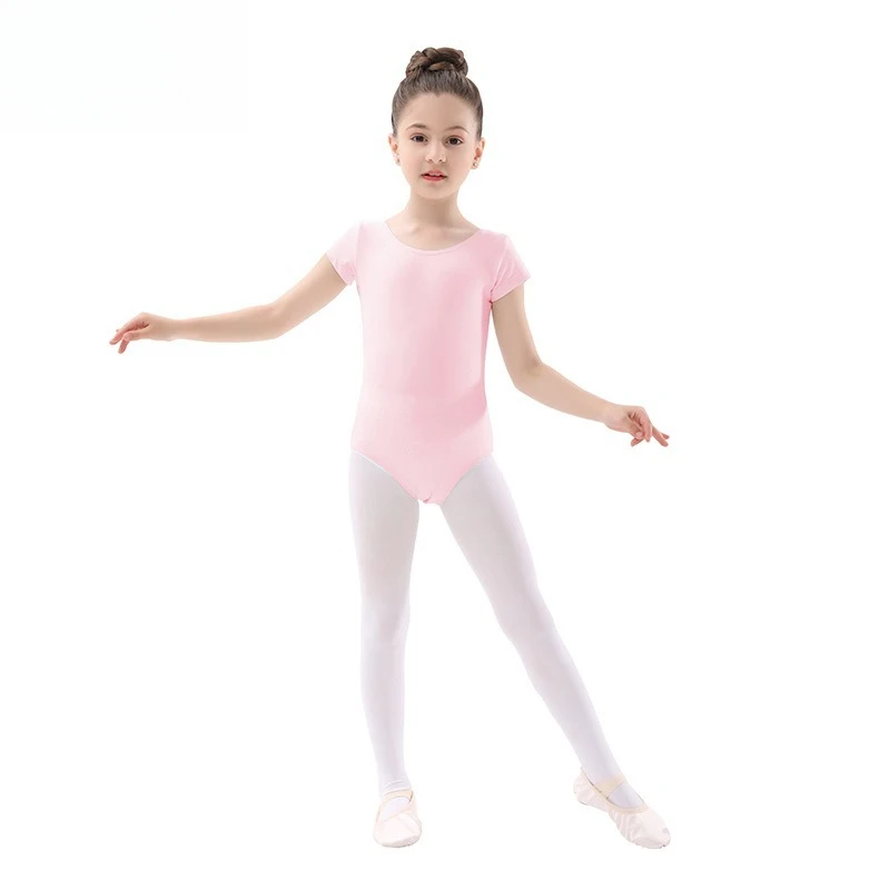 Fanceey enfants justaucorps de gymnastique à manches courtes respirant danse body filles danse vêtements d'entraînement Ballet gymnastique formation