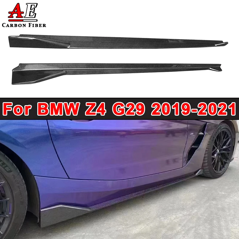 Carbon fiber Side Skirts Extensions Lip Flaps Apron For BMW Z4 G29 2019-2021 Side Door Bumper Splitters Body Kit