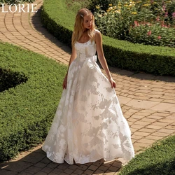 LORIE Elegant Jacquard Wedding Dresses A-Line Scoop Spaghetti Strap Pleated Bride Prom Gown 2025 Romantic Bridal Gown Customized