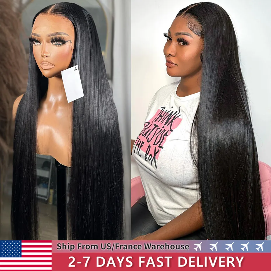 200% 13X4 Lace Frontal Human Hair Wigs Straight 30 36 Inch Transparent 13X6 Lace Front Wig 100% Human Hair Preplucked For Women