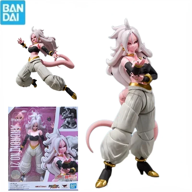 Original Genuine Bandai S.H.Figuarts SHF Dragon Ball Z Android 21 Anime Action Figure Model Toys Gifts Collectible Ornaments