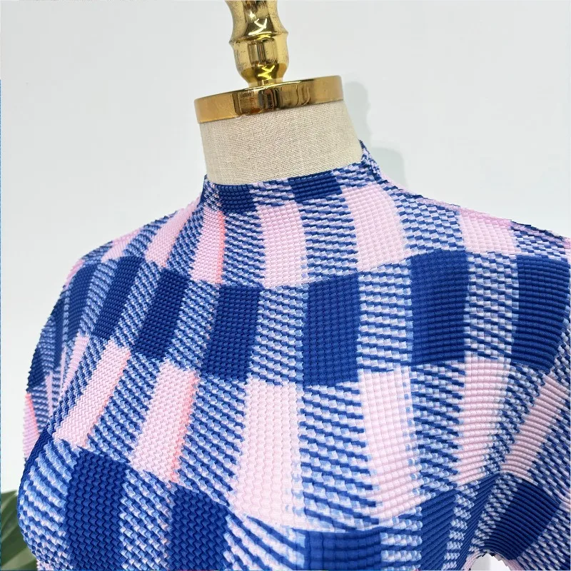 Miyake Pleated Women's Long-Sleeve Top 2025 Fall New Arrival Slim-Fit Flattering Print Base Layer Pullover T-Shirt Wrinkle-Free