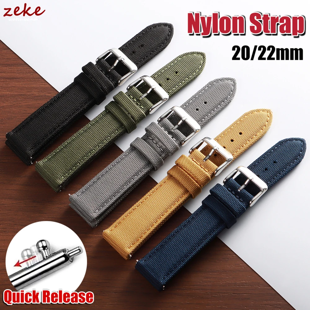 Premium-Segeltucharmband, wasserdichtes Segeltuch-Uhrenarmband, 20 mm, 22 mm, langlebiges Nylon-Schnellverschluss-Armband, Militär-Sport-Armband