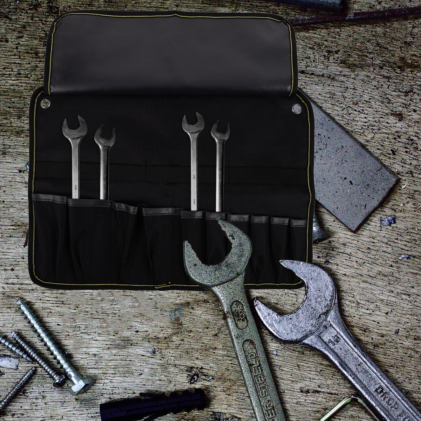 

Motorcycle Tool Roll Pouch Multifunctional Large Capacity Multipocket Organizer Portable Roll Up Tool Bag for Motorcycle Repairs