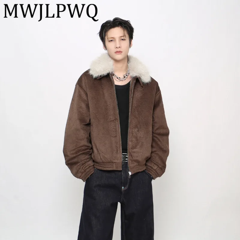 

MWJLPWQ зимнее мужское хлопковое пальто со съемным меховым воротником, мужская высококачественная верхняя одежда, короткие свободные повседневные топы, зима 2025 г. 21693