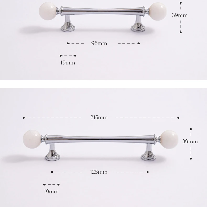 Crystal style cabinet handle with chrome finished brass base — product image 26