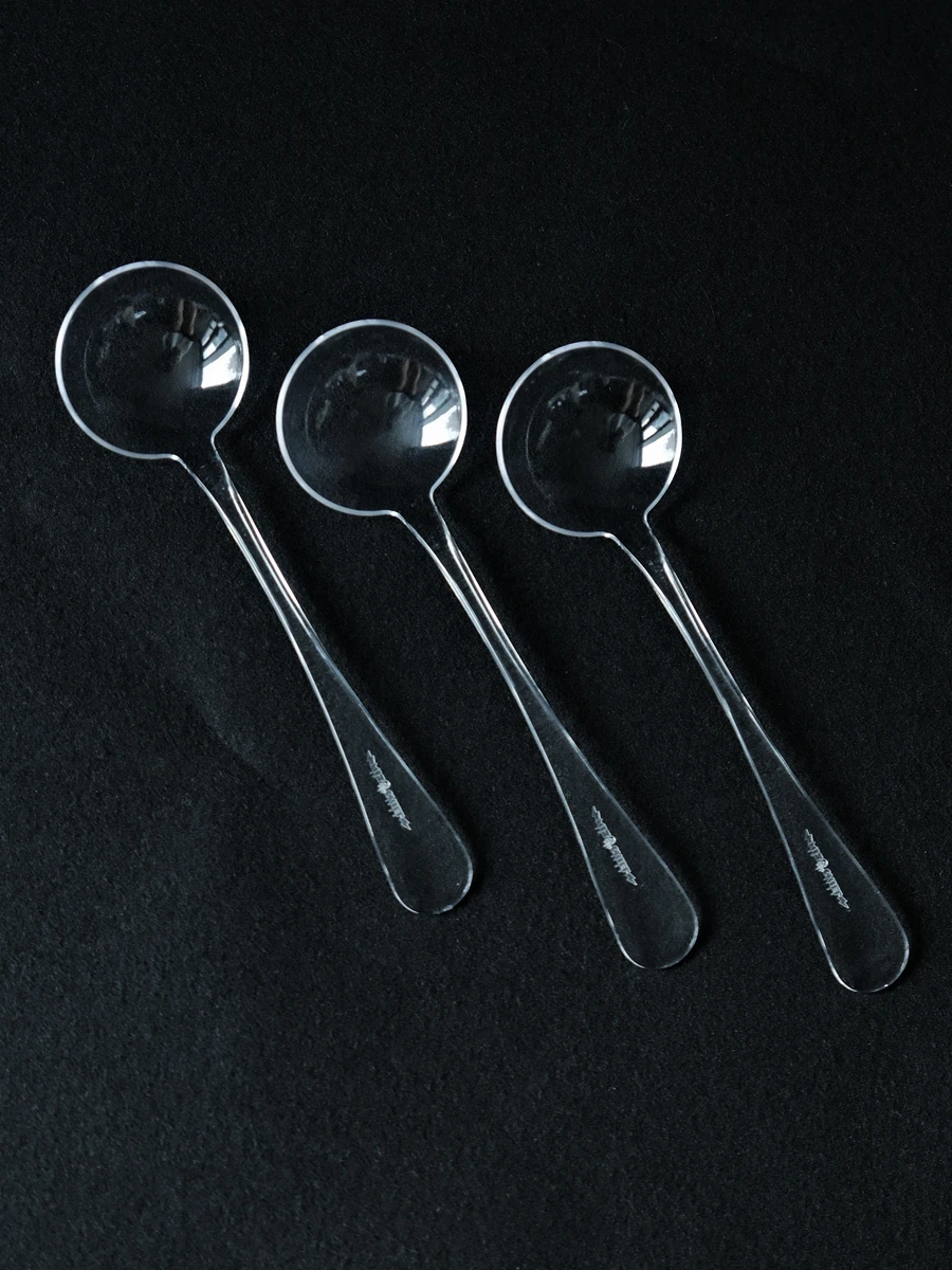 Disposable clear coffee spoon cupping bowl food grade long bean spoon