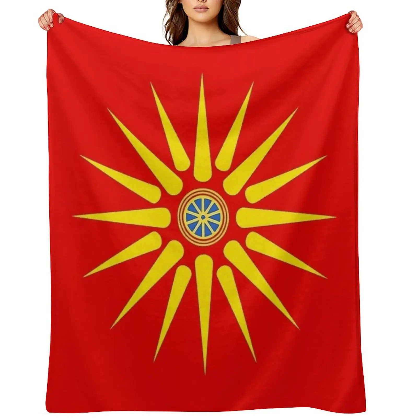 

North Macedonian Flag Throw Blanket Fashion Sofas Summer Beddings Hairy Sofas Blankets