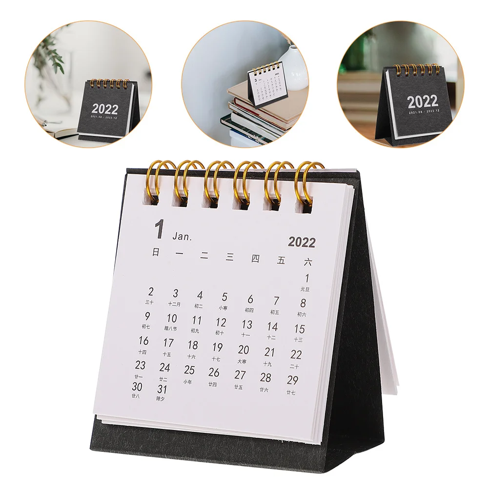 

2 Pcs Office Desk Calendar Number Small Desktop Table Calendars Black Simple Cute Little