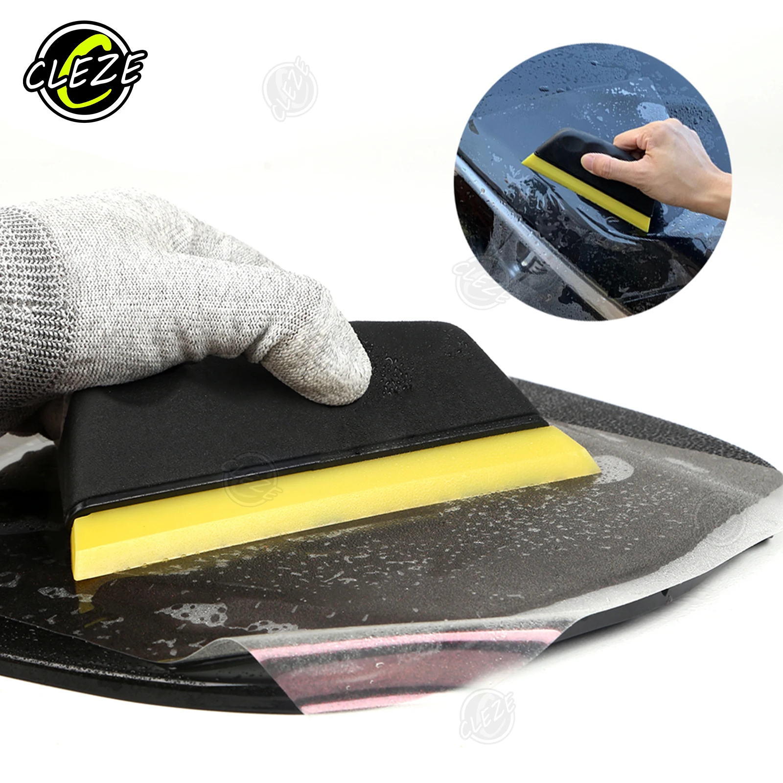 CLEZE Rubber Window Tinting Squeegee Soft Durable Gliding Scraper for Car Cleaning Vinyl Wrap PPF Film Installation Tool