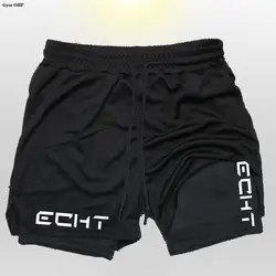 Men'S Fashionable Printed Fitness Shorts Summer New Casual Gym Sports Exercise Quick-Drying Mesh Double-Layer Two-In-One