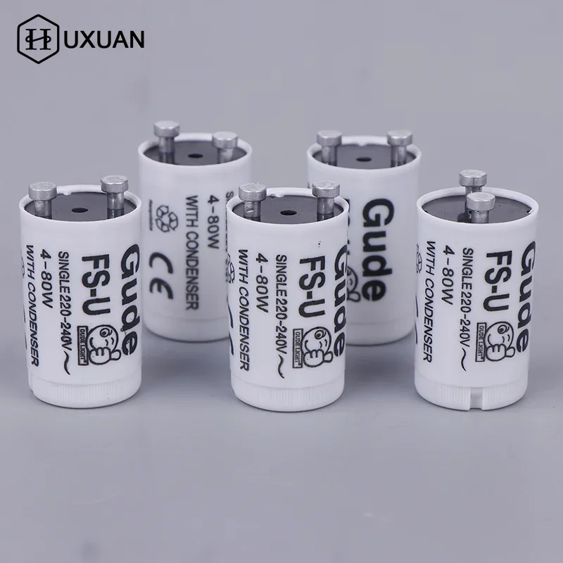 5pcs/set With Condensor Single 220V-240V 4-80W Fluorescent Lamp Starter FS-U 25X TL Starter Tube Fuse Starters CE Rohs