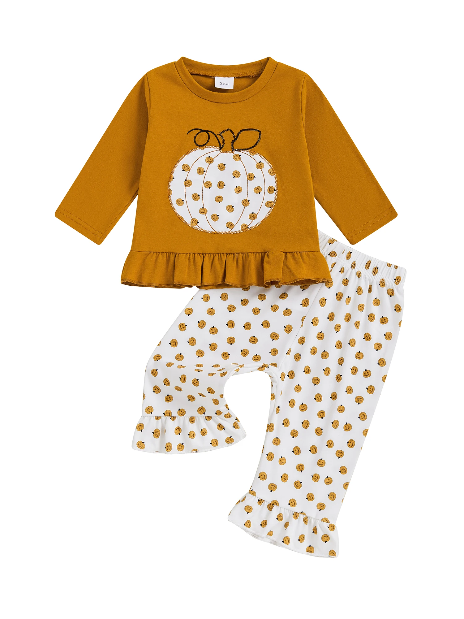 

Adorable Baby Girls Halloween Costume Set with Ghost Print Top and Black Leggings Toddler 2 Piece Outfit for Trick-or-Treating