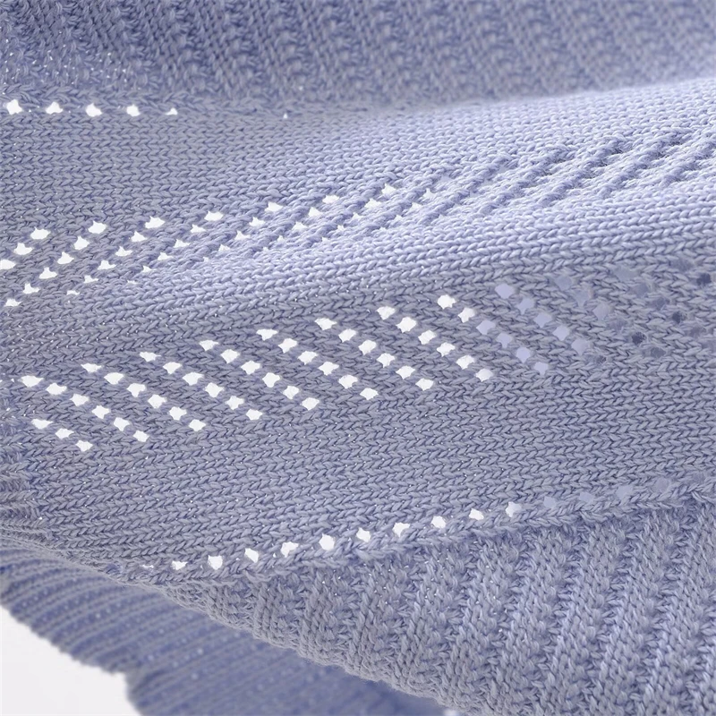 KEYANKETIAN صيف جديد المرأة طوق قصيرة الأكمام جوفاء قميص بولو واحدة الصدر سترة مشغولة من الصوف المرأة تي شيرت #6