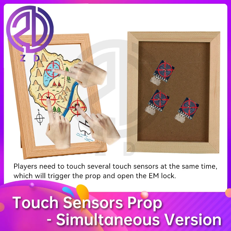 Touch Sensors Prop Simultaneous Version finger touch several touch sensors at the same time to unlock escape game ZD escape room