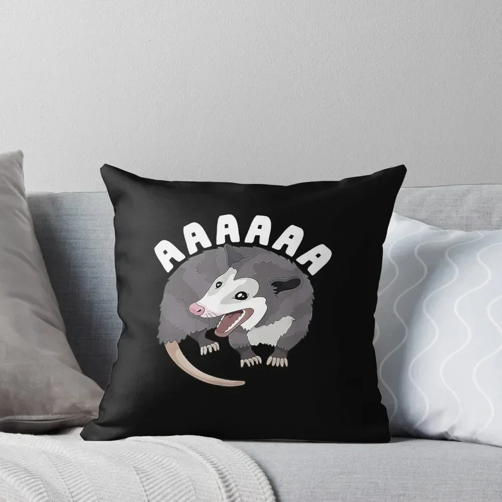 

AAAAAA Screaming Opossum Stressed Possum Funny Dank Meme Throw Pillow anime girl Covers For Sofas pillow