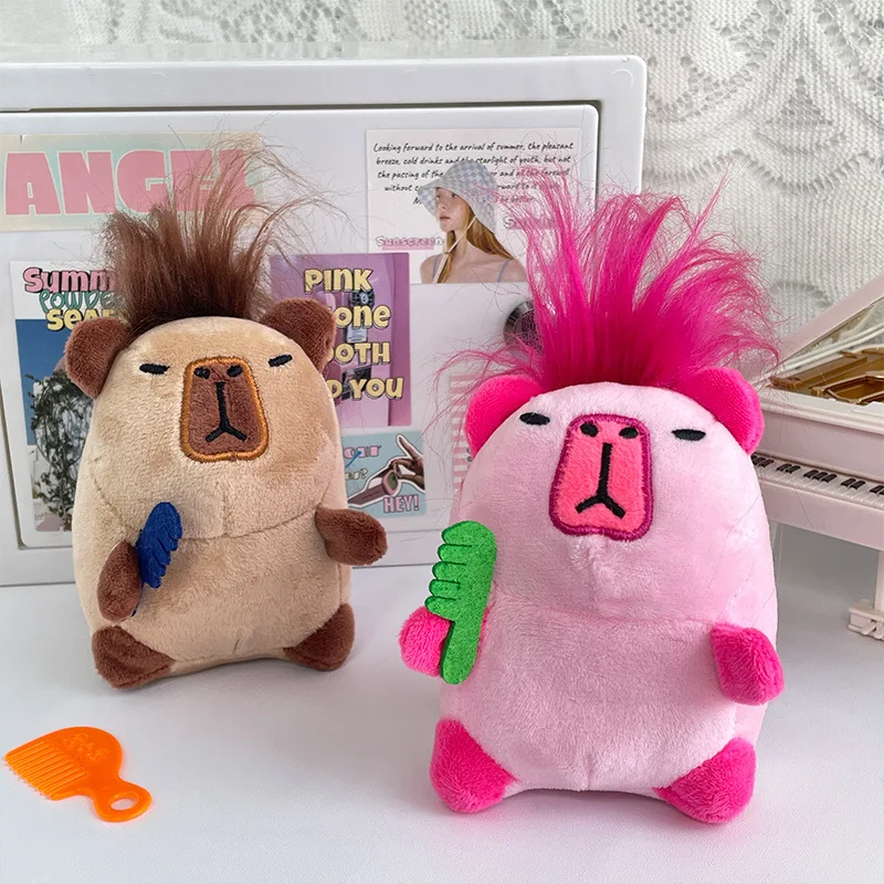 Creative Cartoon Capybara Plush Pendant Stuffed Animal Doll Backpack Plush Decorative Pendant Cute Abstract Plush Toy Doll
