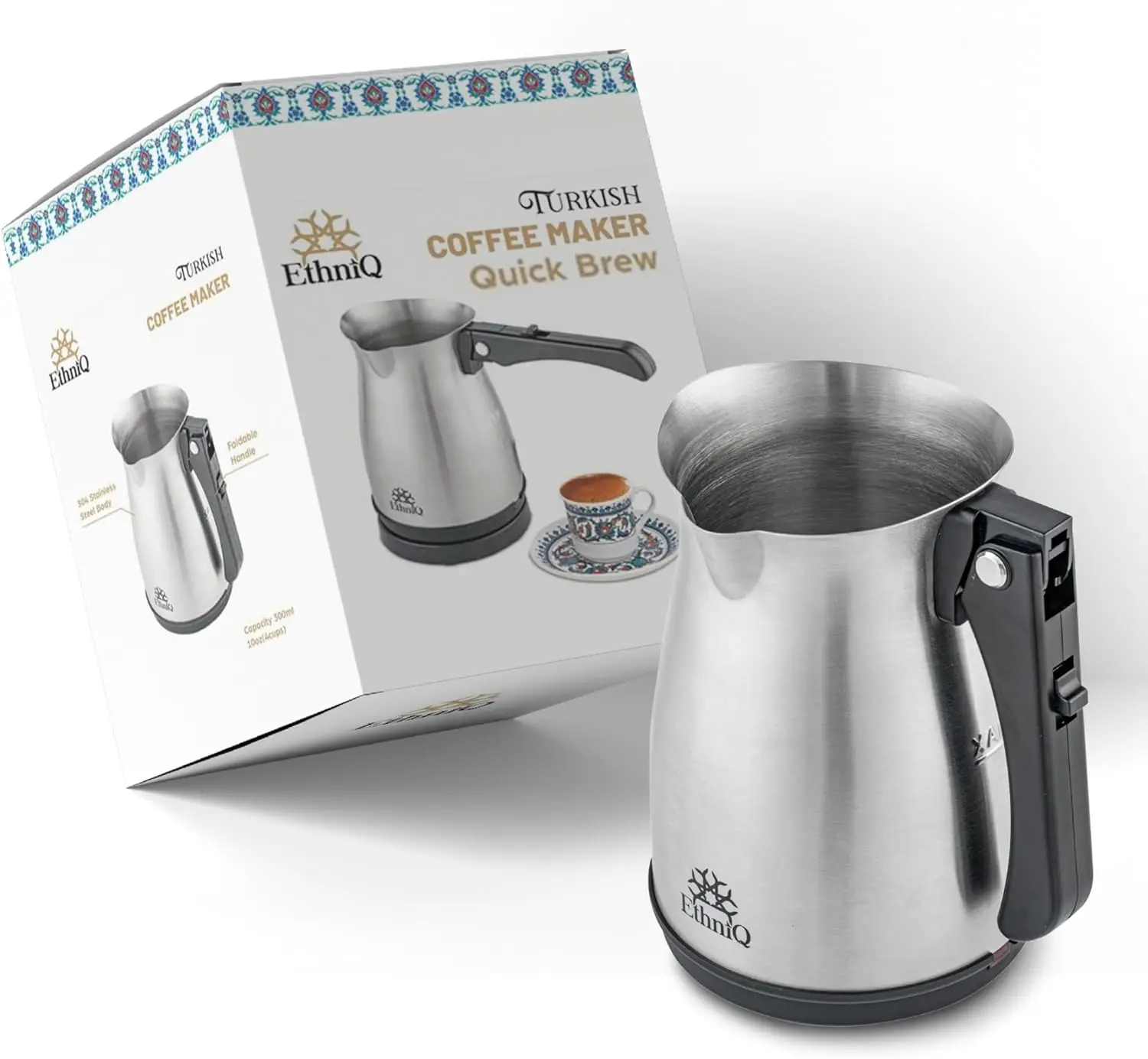 Turkish Coffee Pot - Stainless Steel, 120V, 1 to 4 Cup Capacity, Fast Brewing, Delicious Cup of Turkish, Arabic & Greek Coffe - view 2