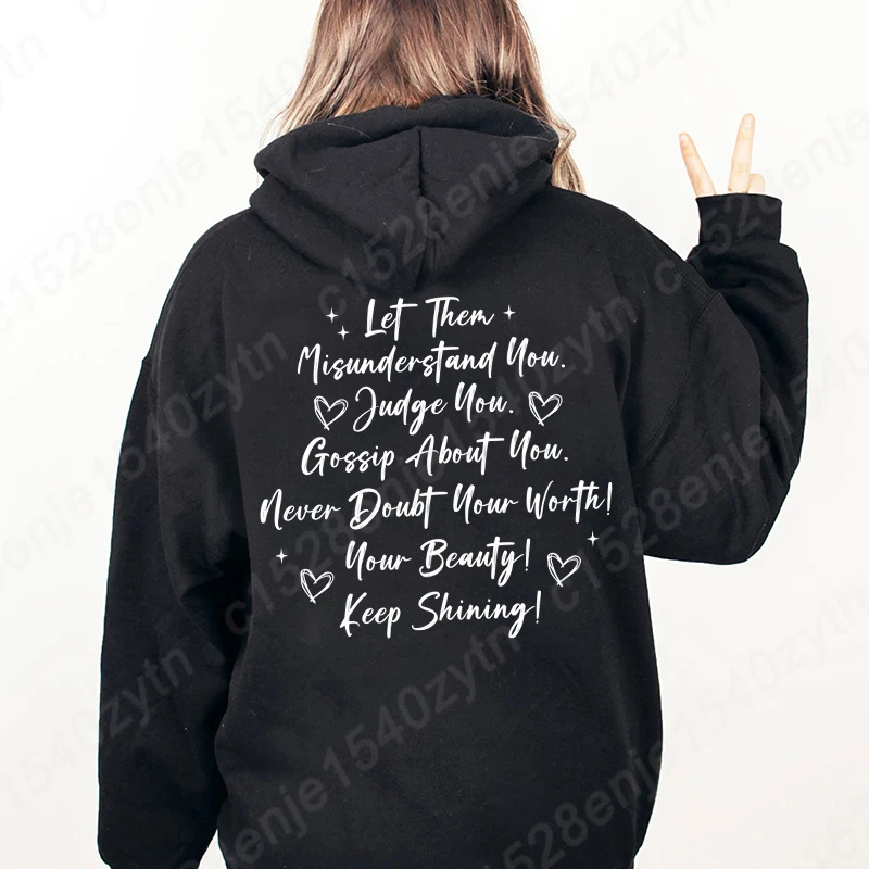 Let Them Print Hoodies for Women Long Sleeves Hooded Tops For Fall & Winter Graphic Pullovers Women Hooded Sweatshirts