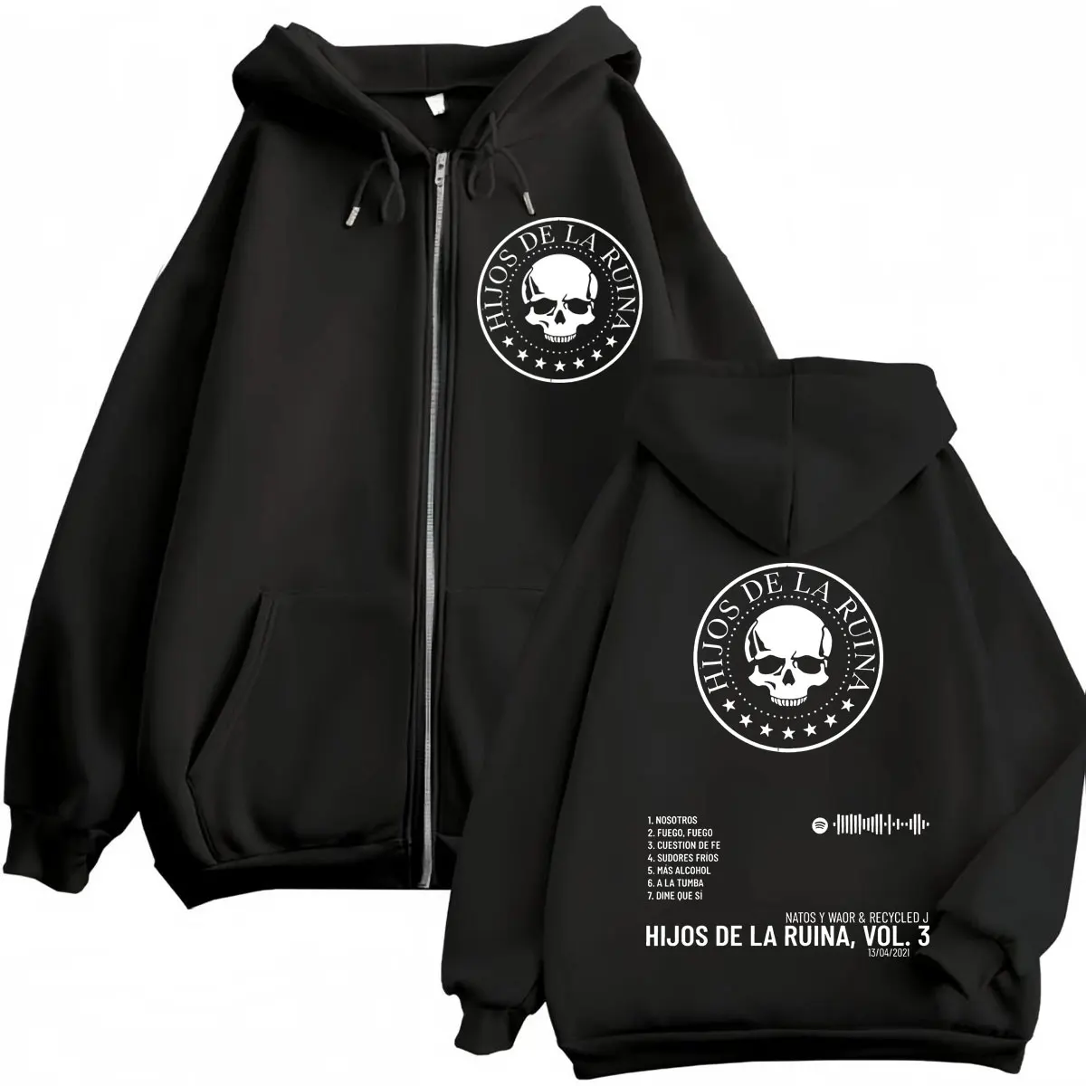 Rap Duo Natos Y Waor Hijos De La Ruina Album Zipper Hoodie Men's Women Hip Hop Retro Zip Up Sweatshirts Gothic Fashion Pullovers