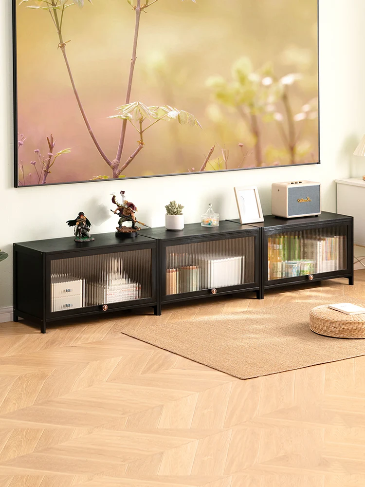 

TV cabinet Simple modern coffee table TV cabinet combination Small apartment solid wood living room retractable light luxury