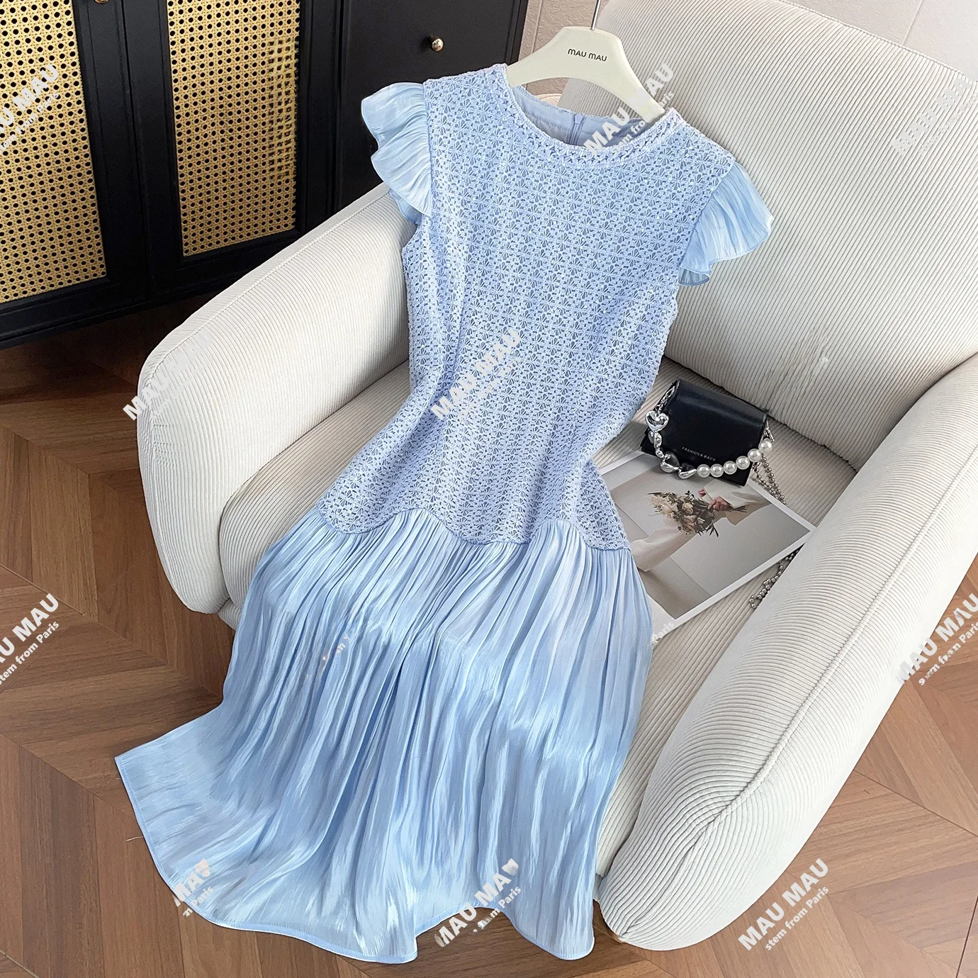 

High Waist Long Silk Satin Women's Dr with Hook Flower Design Holiday Sle A-Line Skirt ort Sve round Ne Ciwalk