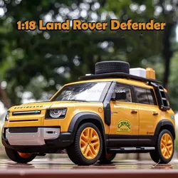 Large 1/18 Land Rover Defender 110 Camel Cup Graffiti Bay Alloy Diecast Model Toy 6 Door Can Opened Rubber Tire Vehicle Boy Gift