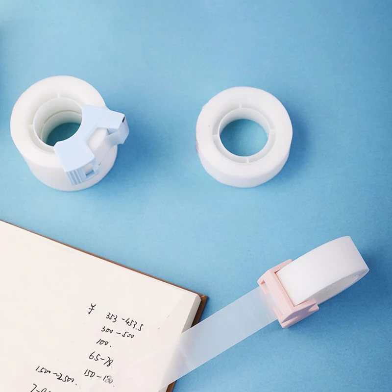 1Pc Transparent Small Tape 12mm Adhesive With Cutting Tool Writable Invisible Correction Stationery
