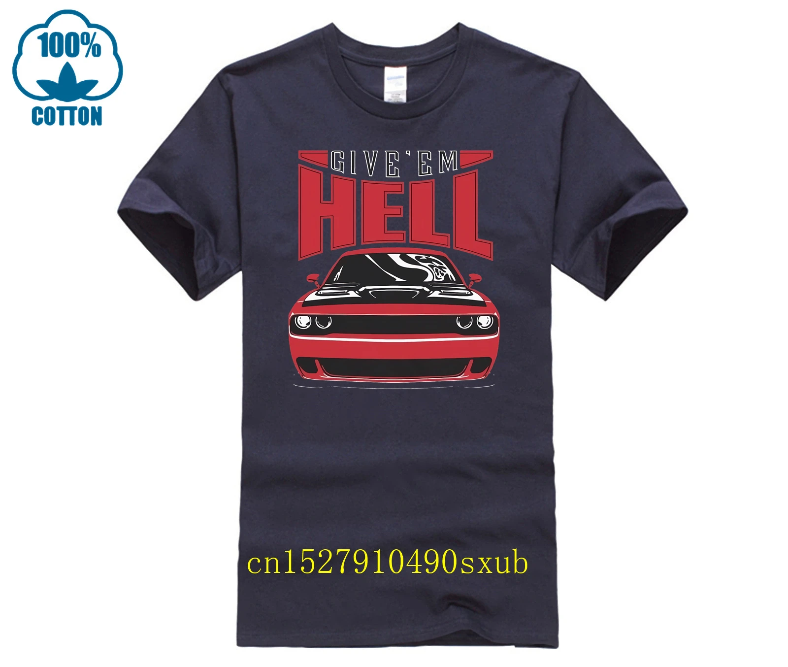 2024 Hot Sale Summer Dodge Challenger Hellcat Give Em Hell High Quality T Shirt American Muscle 100% Cotton for Man Shirts