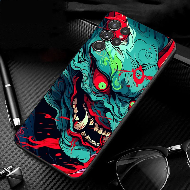 

Japanese Oni Mask Devil Art Phone Case For Samsung Galaxy S25 S24 S23 S22 Ultra S24 S23 S22 S21 Plus S25 Edge S24 S20 FE