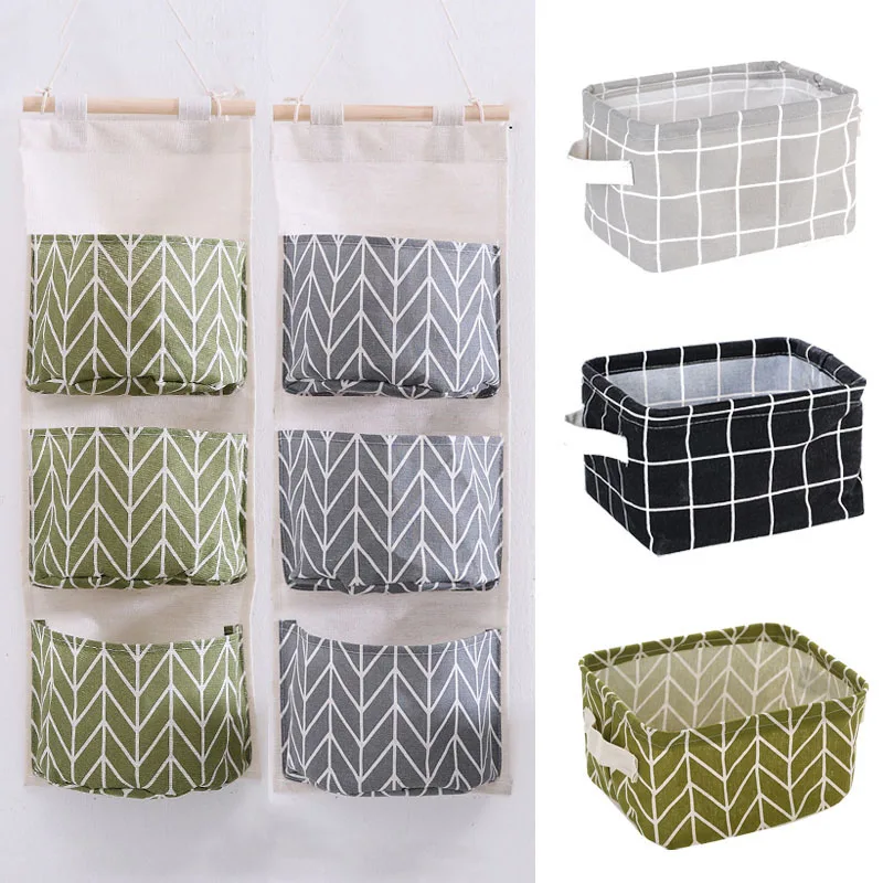 Wall Hanging Basket Organizer Linen Storage Basket For Toys Cosmetic Closet Storage Organizers Laundry Basket Desk Organizer