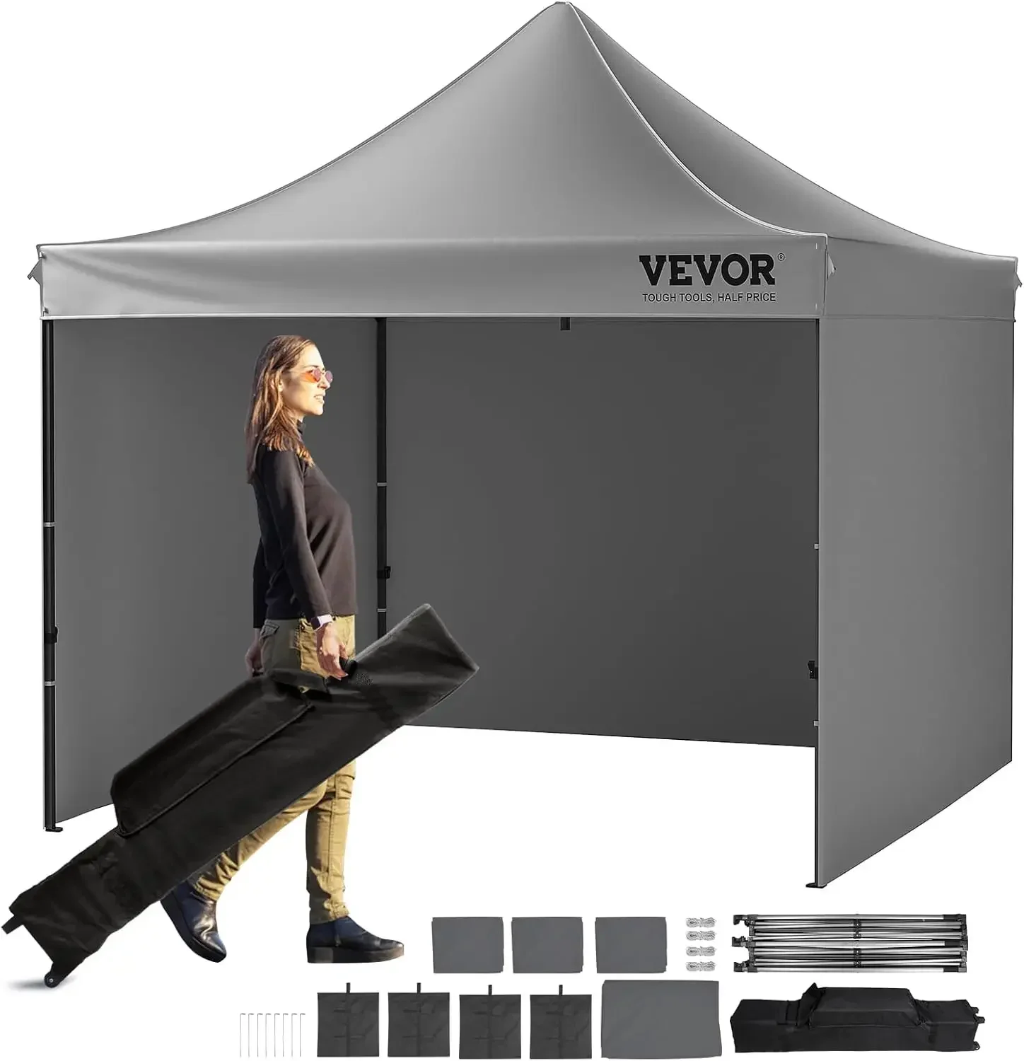 

10x10 FT Pop up Canopy with Removable Sidewalls, Instant Canopies Portable Gazebo & Wheeled Bag, UV Resistant Waterproof