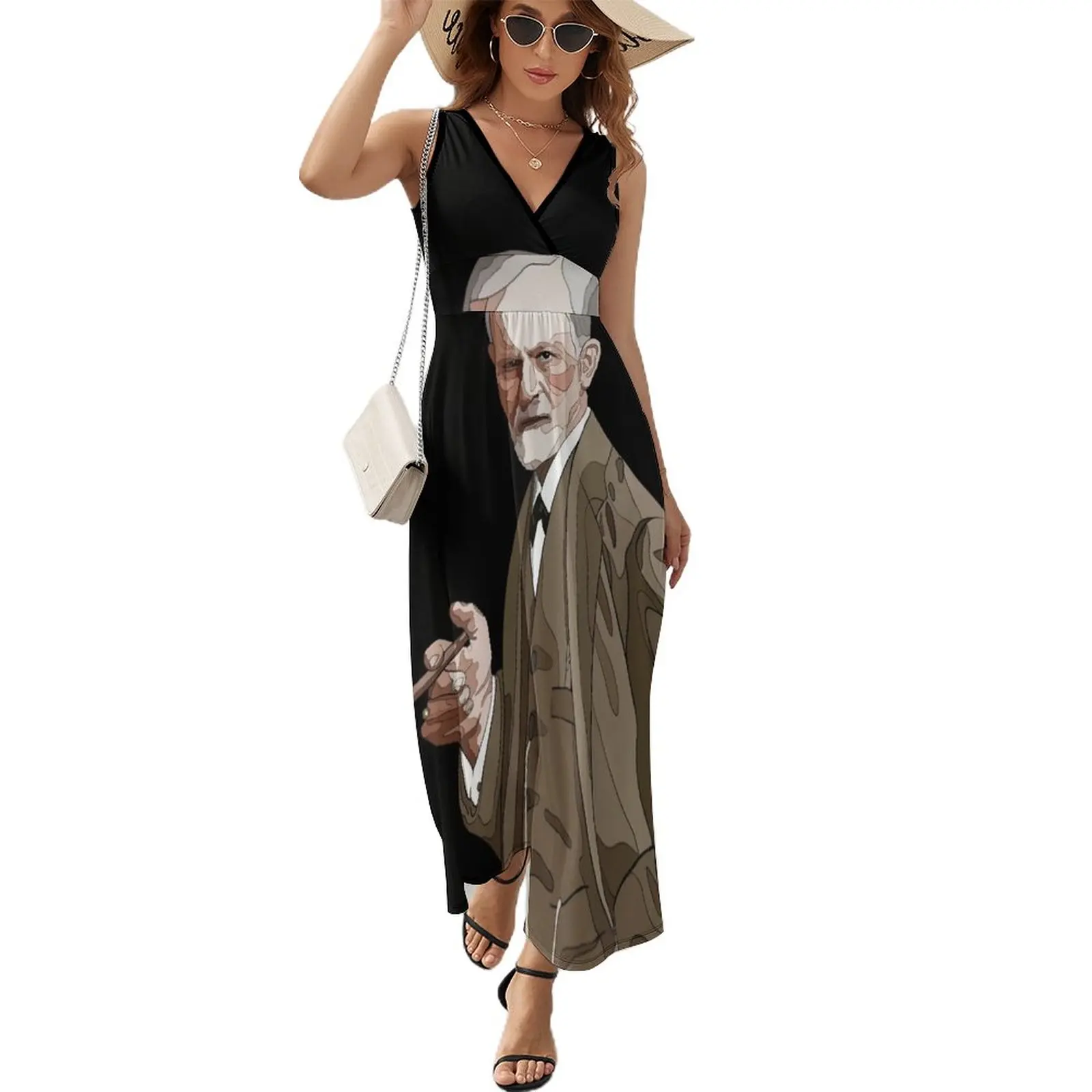 Illustration of Sigmund Freud - founder of psychoanalysis / psychology Sleeveless Dress elegant women's dresses for wedding