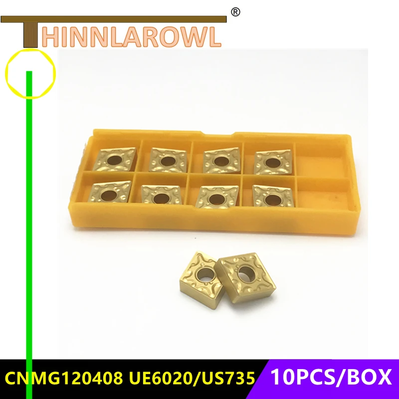 10PCS Carbide CNMG120404 CNMG120408 VP15TF UE6020 US735 External Turning Tool Lathe Milling turning tool Machining steel Parts