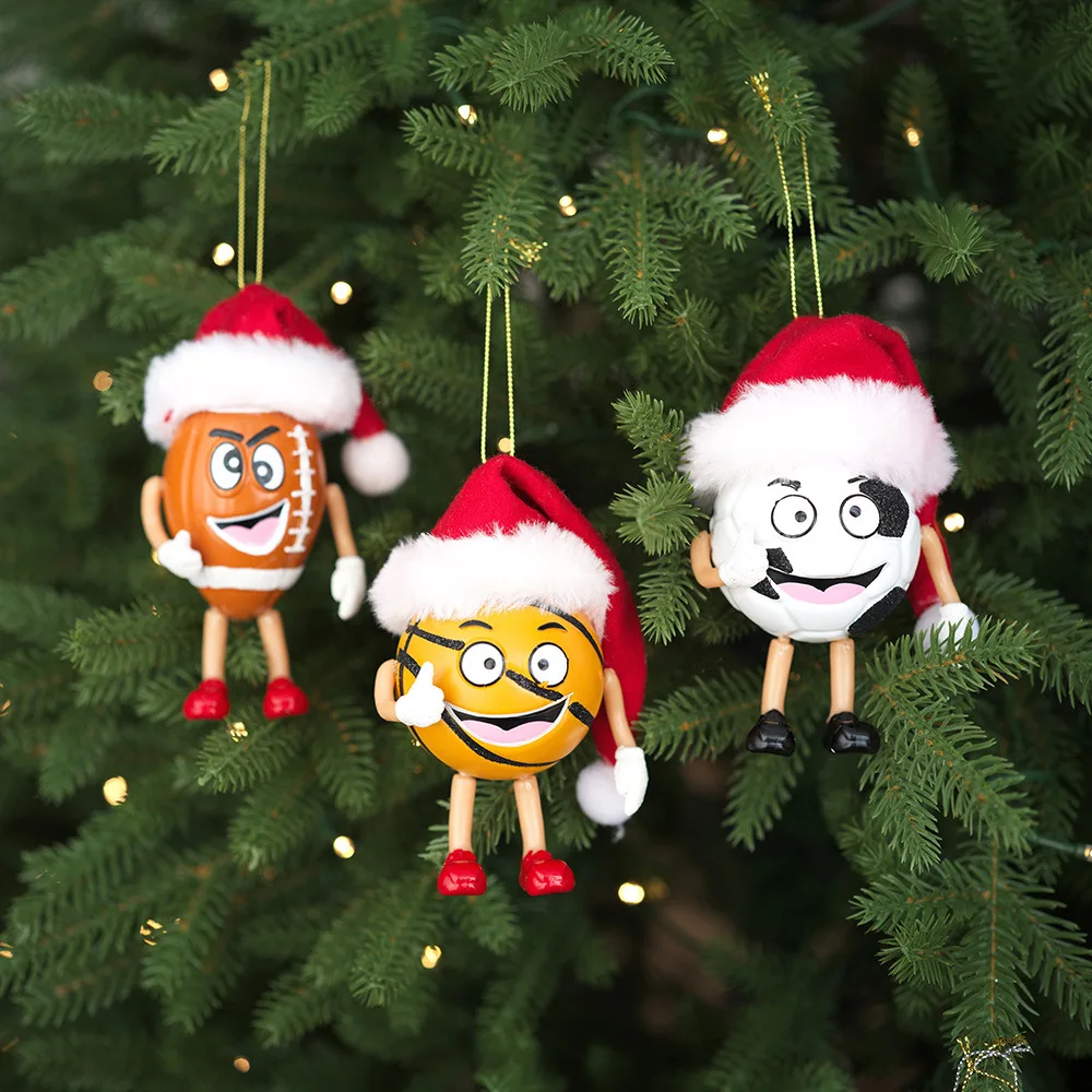 

New Creative Pendant Basketball Soccer Funny Expression Christmas Tree Decorations Christmas Gifts Hanging Ornaments