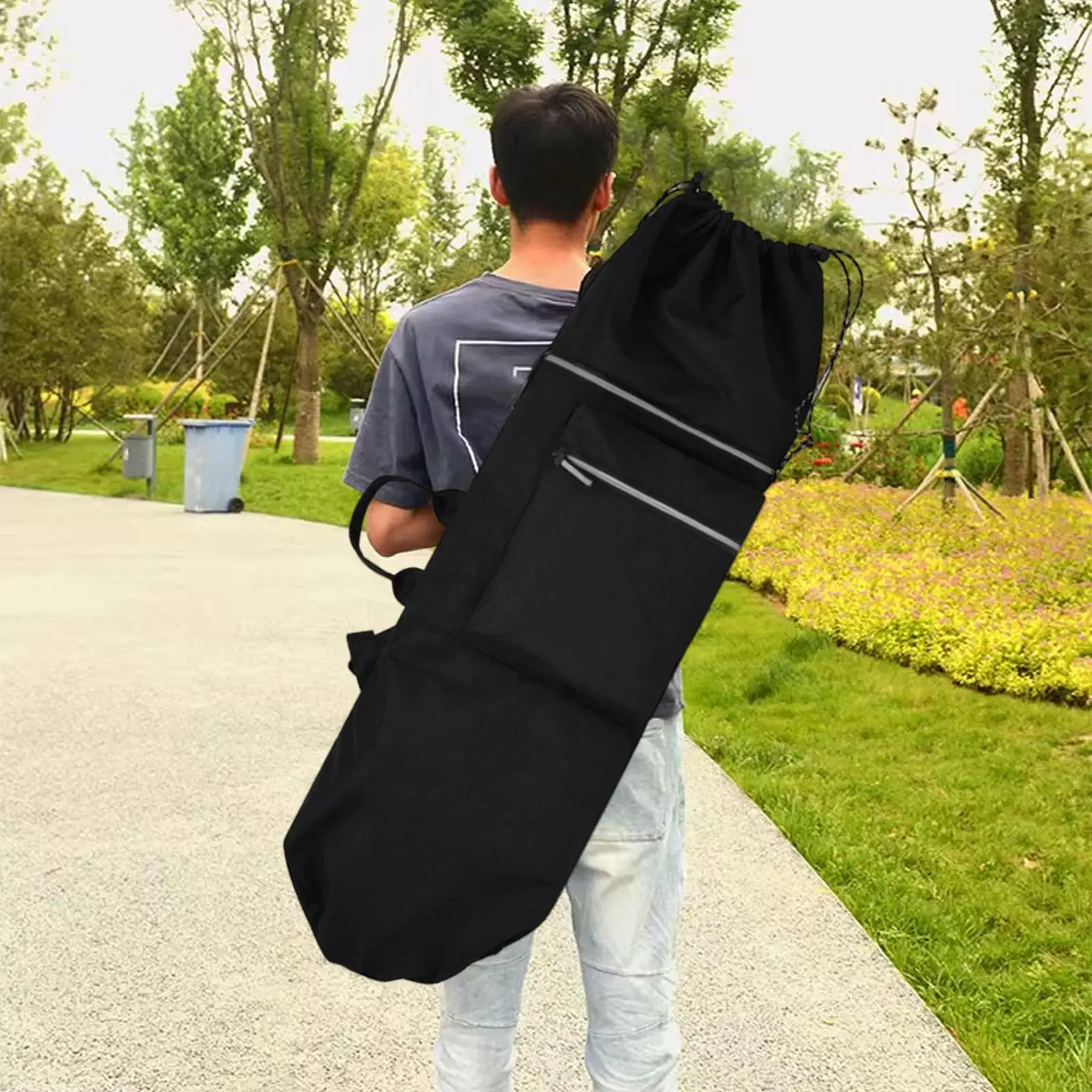 Skateboard Handy Shoulder Bag Adjustable Straps Waterproof Oxford Fabric Storage Pouch for Cruiser Decks
