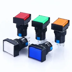 ABILKEEN 16MM Momentary /Latching Plastic Push Button Switch 24X18mm Rectangle Flat Head Push Button Switch with LED Illuminate