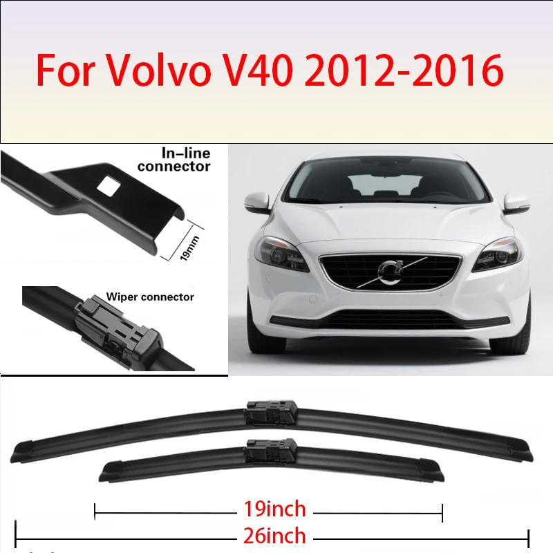

Front Wiper Blades For Volvo V40 2012-2016 Cross Country T3 RDesign Momentum Windshield Windscreen Window Part 2015 2014