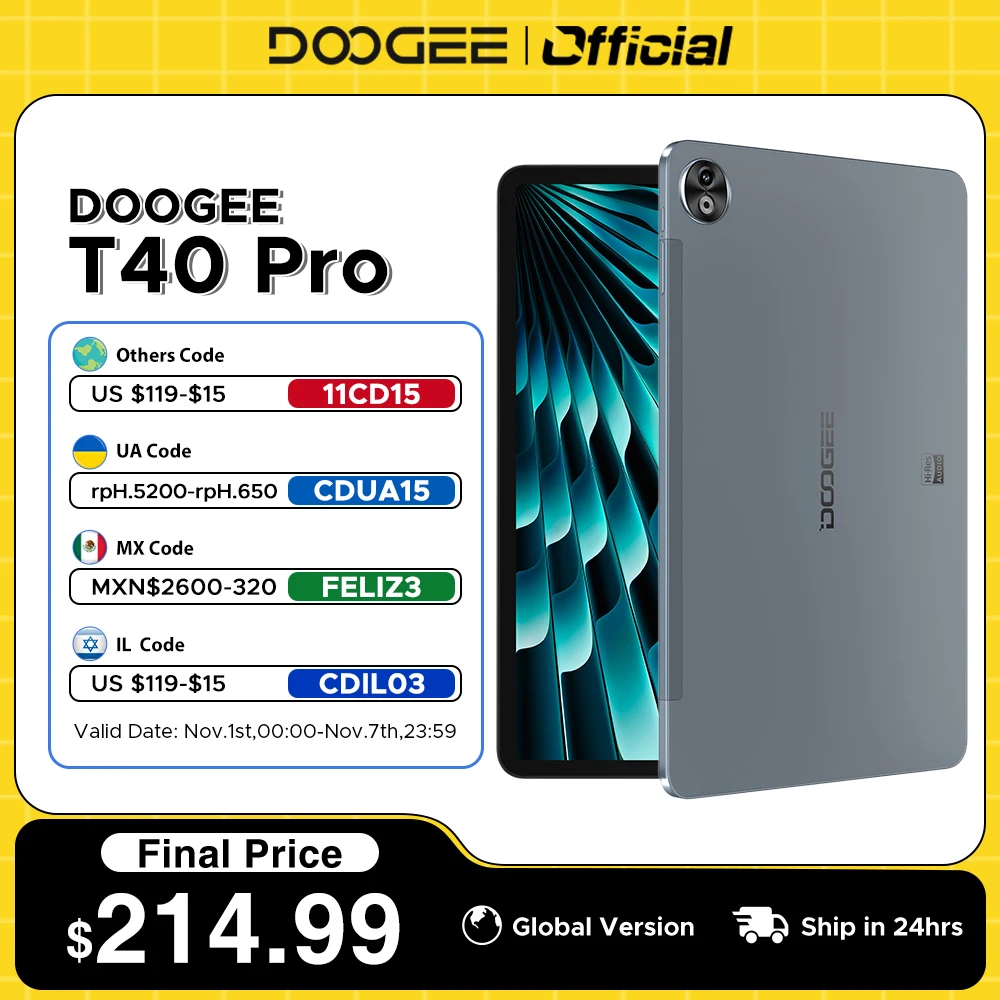 

Global Version DOOGEE T40 Pro 2 in 1 Tablet PC Android 14 12" IPS 2.4K 20GB(8+12) 512GB Helio G99 6nm 10800mAh 7.6mm ultra-thin