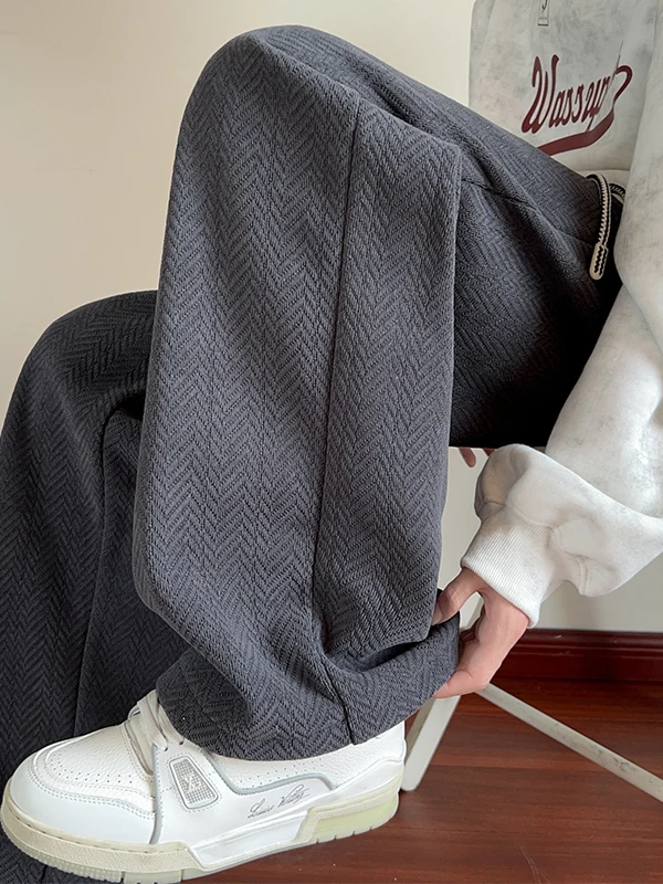 

Мужские утепленные спортивные брюки прямого кроя на флисовой подкладке, зимние повседневные свободные длинные брюки в американском ретро-стиле из полиэфирного волокна