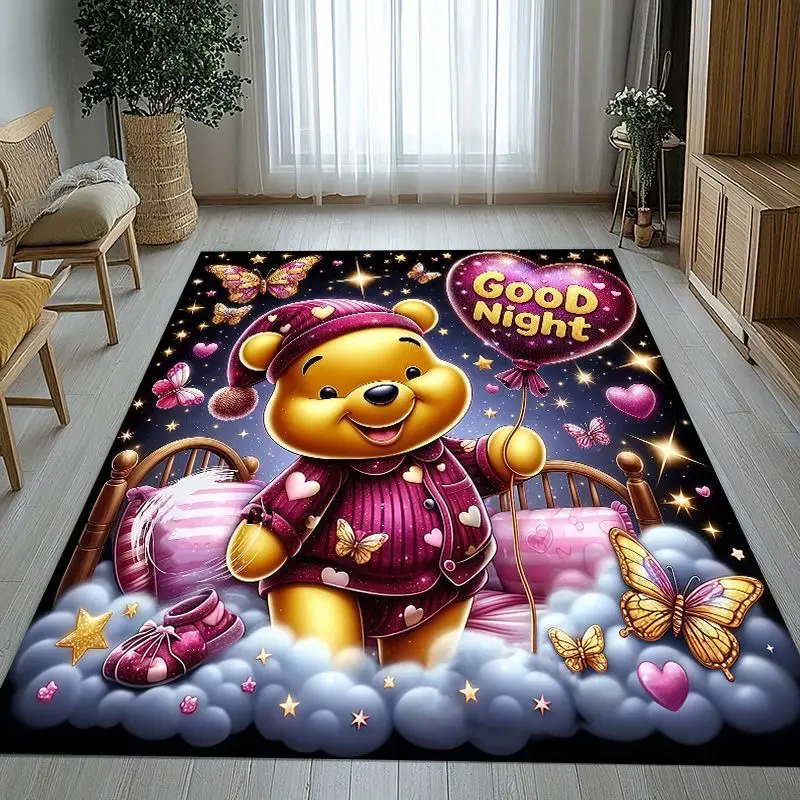 3D Cute W-Winnie Pooh Bear Cartoon Area Rug,Soft Non-Slip Carpet Mat for Living Room Bedroom Playroom,Sofa Floor Rug,Home Decor