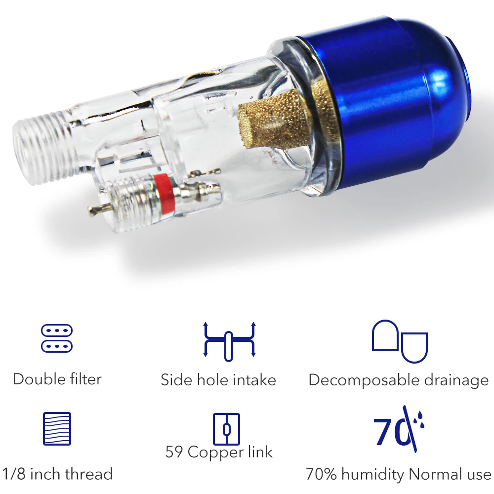 Joystar 1/8 ''cómodo aerógrafo práctico en línea Mini filtro de aire humedad trampa de agua pluma de pulverización herramienta de cepillo