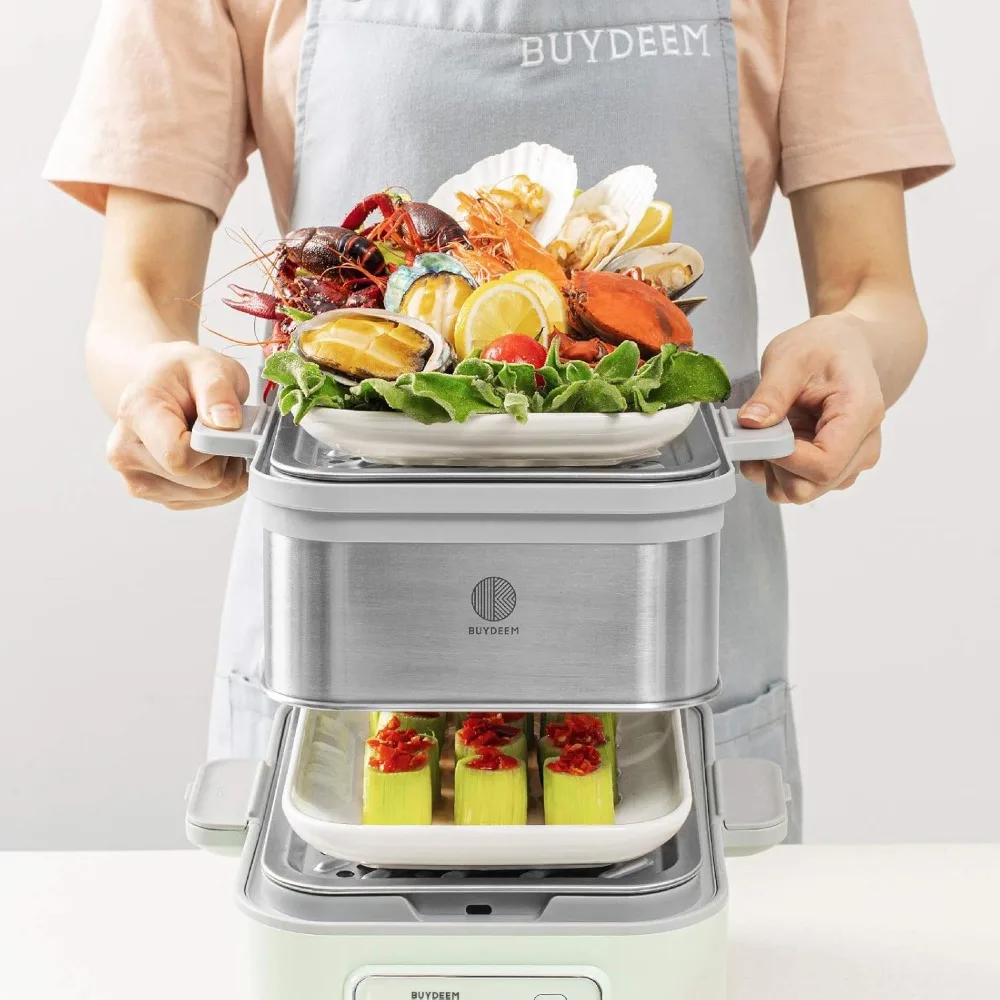 G553 5-Quart Electric Food Steamer and A501 Stackable Double Tier, No Stew Pots Included