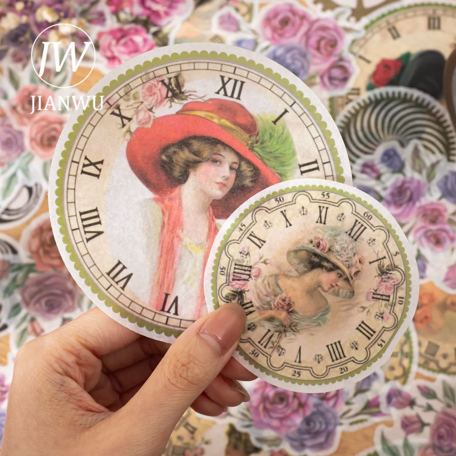 JIANWU 40 Sheets Gear of Time Series Vintage Steampunk Style Colok Washi Paper Sticker Creative DIY Journal Decor Stationery