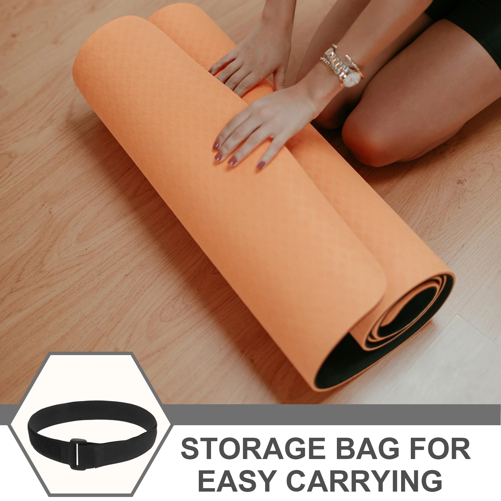 

12PCS Yoga Mat Straps 25x400mm Black Nylon Buckle Adjustable Binding Carrier for Mat Storage Portable Exercise Accessory